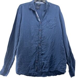 Signal Men's 2XL Blue‎ 100% Linen Button Down Long Sleeve Casual Shirt